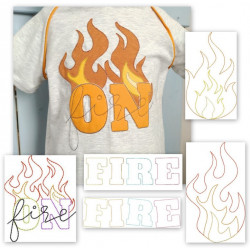 Stickdatei - Doodle Schriftzug On Fire Flammen